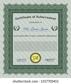 Green Certificate template. Customizable, Easy to edit and change colors. With linear background. Lovely design. 