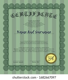 Green Certificate template. Customizable, Easy to edit and change colors. With quality background. Money style design. 