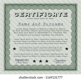 Green Certificate template. Detailed. Printer friendly. Sophisticated design. 