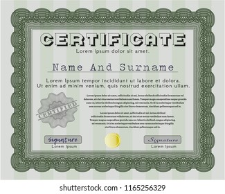 Green Certificate template or diploma template. With background. Customizable, Easy to edit and change colors. Money design. 