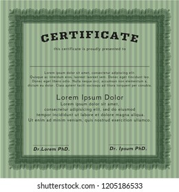 Green Certificate template or diploma template. With background. Lovely design. Customizable, Easy to edit and change colors. 