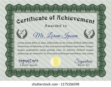 Green Certificate template or diploma template. With complex linear background. Customizable, Easy to edit and change colors. Superior design. 