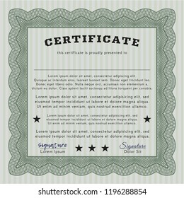 Green Certificate template or diploma template. Complex background. Money Pattern design. Customizable, Easy to edit and change colors. 