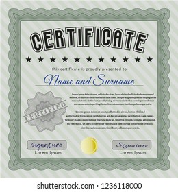 Green Certificate template or diploma template. With complex linear background. Money design. Customizable, Easy to edit and change colors. 