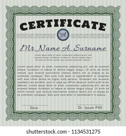 Green Certificate template or diploma template. Customizable, Easy to edit and change colors. Easy to print. Elegant design. 