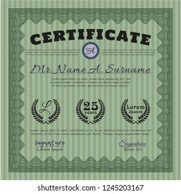 Green Certificate template or diploma template. Customizable, Easy to edit and change colors. With quality background. Money Pattern design. 