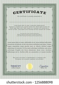 Green Certificate template or diploma template. Customizable, Easy to edit and change colors. With great quality guilloche pattern. Retro design. 