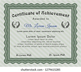 Green Certificate template or diploma template. Detailed. Printer friendly. Money style design. 