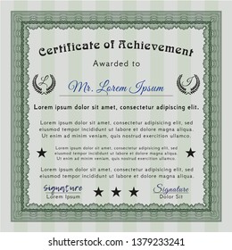 Green Certificate template or diploma template. Easy to print. Money design. Vector illustration. 