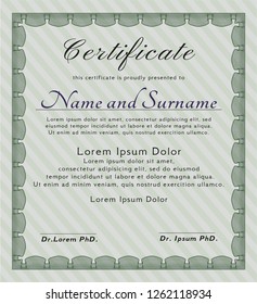 Green Certificate template or diploma template. With linear background. Customizable, Easy to edit and change colors. Good design. 
