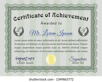 Green Certificate template or diploma template. Lovely design. Customizable, Easy to edit and change colors. With background. 