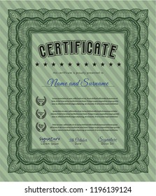 Green Certificate template or diploma template. Money Pattern design. Complex background. Customizable, Easy to edit and change colors. 