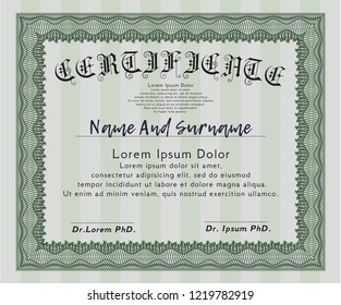 Green Certificate template or diploma template. Money Pattern. Customizable, Easy to edit and change colors. Printer friendly. 