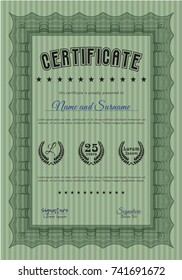 Green Certificate template or diploma template. Money Pattern design. Customizable, Easy to edit and change colors. With great quality guilloche pattern. 