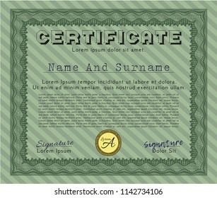 Green Certificate template. Easy to print. Detailed. Superior design. 