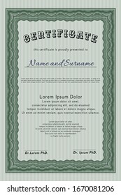 Plantilla de certificado verde. Fácil de imprimir. Diseño elegante. Ilustración vectorial. 