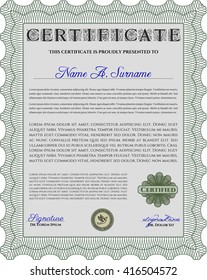 Green Certificate template. Easy to print. Customizable, Easy to edit and change colors. Nice design. 