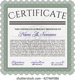 Plantilla de certificado verde. Fácil de imprimir. Personalizable, fácil de editar y cambiar los colores. Buen diseño. 