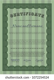  Green Certificate template. Elegant design. With guilloche pattern. Detailed. 