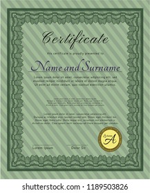Green Certificate template. Elegant design. Easy to print. Customizable, Easy to edit and change colors. 