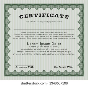 Green Certificate template. Elegant design. Easy to print. Detailed. 