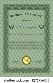 Green Certificate template. Good design. Easy to print. Customizable, Easy to edit and change colors. 