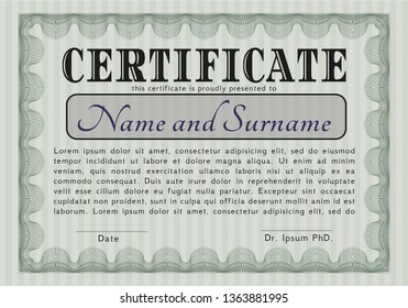 Green Certificate template. Good design. Detailed. With quality background. 