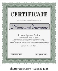 Green Certificate template. With great quality guilloche pattern. Customizable, Easy to edit and change colors. Artistry design. 