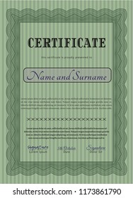 Green Certificate template. With great quality guilloche pattern. Excellent design. Detailed. 