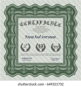 Green Certificate template. With great quality guilloche pattern. Money design. Customizable, Easy to edit and change colors. 