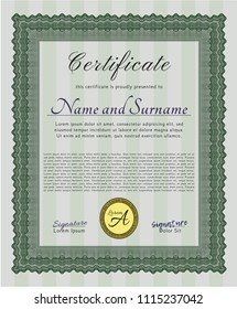 Green Certificate template. With linear background. Perfect design. Customizable, Easy to edit and change colors. 