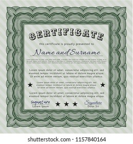 Green Certificate template. Lovely design. With linear background. Customizable, Easy to edit and change colors. 