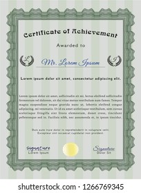 Green Certificate template. Lovely design. Detailed. With complex background. 
