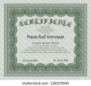 Green Certificate template. Lovely design. Customizable, Easy to edit and change colors. With background. 