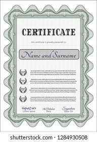 Green Certificate template. Money design. With background. Customizable, Easy to edit and change colors. 