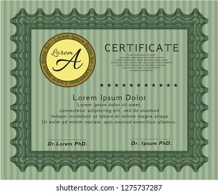 Green Certificate template. Money Pattern. Customizable, Easy to edit and change colors. Printer friendly. 