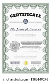 Green Certificate template. Money Pattern. With background. Customizable, Easy to edit and change colors. 