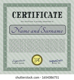 Plantilla de certificado verde. Diseño de patrón de dinero. Con fondo lineal. Personalizable, Fácil de editar y cambiar de color. 