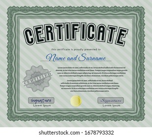 Green Certificate template. Money Pattern. Detailed. Easy to print. 