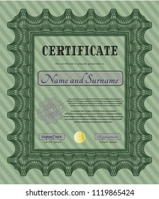 Green Certificate template. Nice design. Detailed. With linear background. 