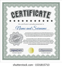 Green Certificate template. Perfect design. Complex background. Detailed. 