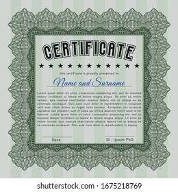 Green Certificate template. Printer friendly. Excellent design. Detailed. 