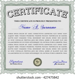 Green Certificate template. Printer friendly. Detailed. Nice design. 