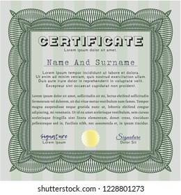 Green Certificate template. With quality background. Customizable, Easy to edit and change colors. Money Pattern. 