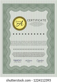 Green Certificate template. Sophisticated design. Detailed. With great quality guilloche pattern. 