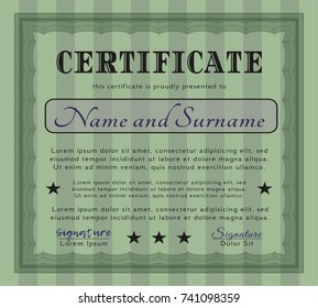 Green Certificate template. Sophisticated design. With linear background. Customizable, Easy to edit and change colors. 