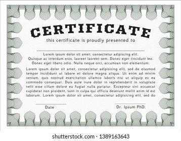 Green Certificate template. Superior design. Vector illustration. With quality background. 