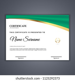 Green Certificate template in vector for achievement, Certificate Design Template in Modern Style - vector