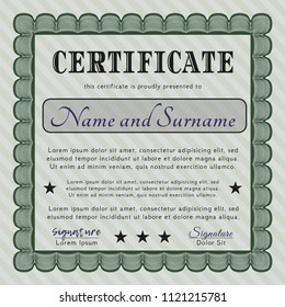 Green Certificate template. Vector illustration. Easy to print. Modern design. 