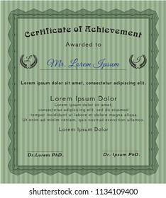 Green Certificate template. Vector illustration. With quality background. Sophisticated design. 